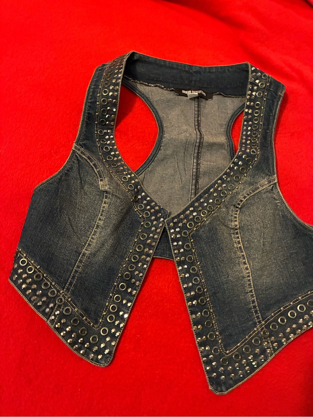 Urban Outfitters Denim Studded Vest